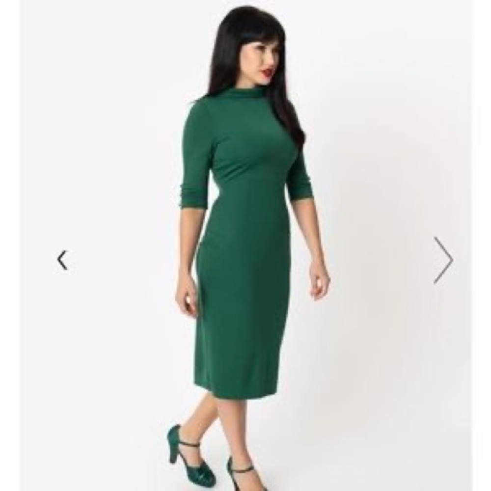 Unique Vintage 1960s Cassidy Green Wiggle Dress